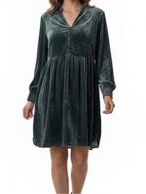 HOLDING HORSES Crushed Velvet Long-Sleeve Dress